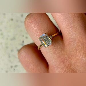 Emerald Cut Moissanite Ring